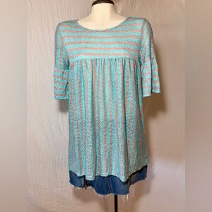 Striped Aqua and Coral Women's Top